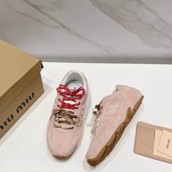 Miu Miu Pink Loafers with Red and Brown Laces - Picture 4 of 5